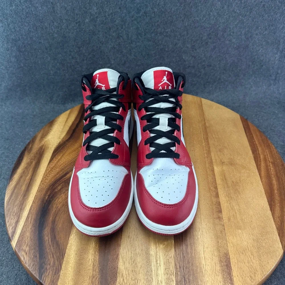Air Jordan 1 Mid GS Chicago White Heel Red Black 554725-173 Sz 7Y Womens 8.5